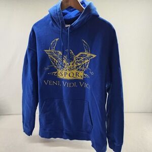 SPQR Veni Vidi Vici Eagle‎ Graphic Hoodie - Port & Company Royal Blue 2XL